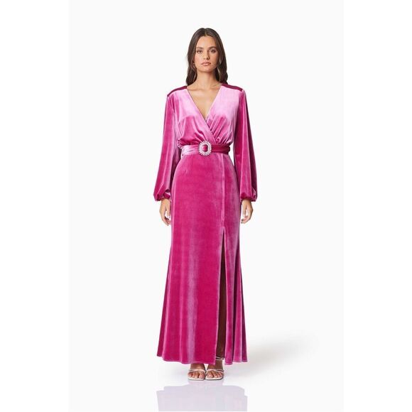 Elliatt Solene Maxi Dress Velvet cocktail Wedding Guest Dress size S NWT$368 - Picture 1 of 8